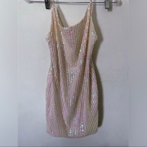 White sequin mini dress